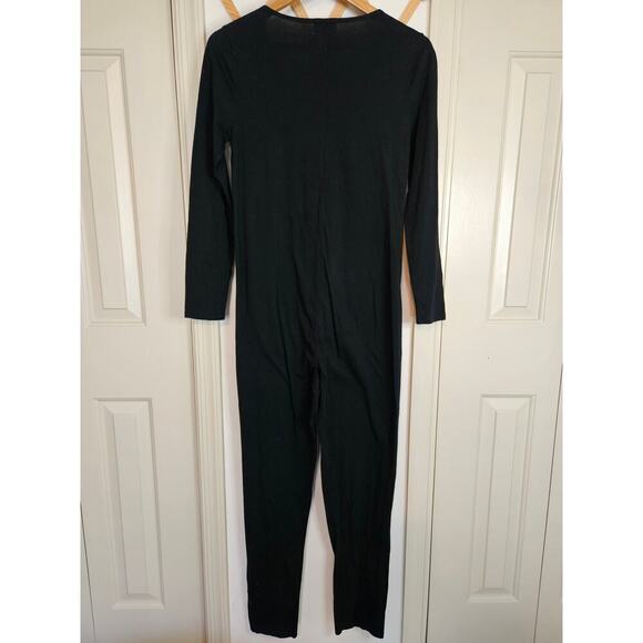t.La by Anthropologie Henley Jumpsuit XS – Black Cotton Long Sleeve One Piece - Picture 2 of 5